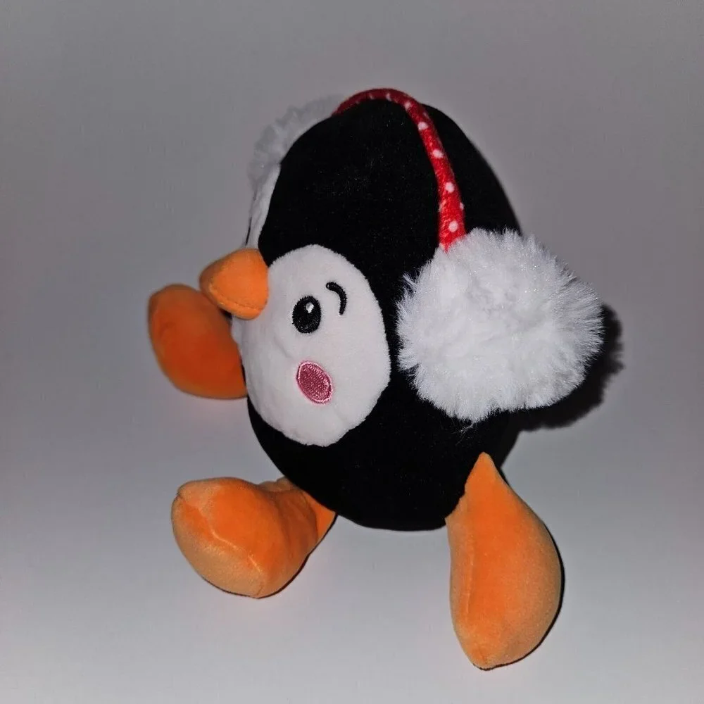 Black Penguin Plush Red White Earmuffs Stuffed Animal Toy Lovey Holiday Walmart